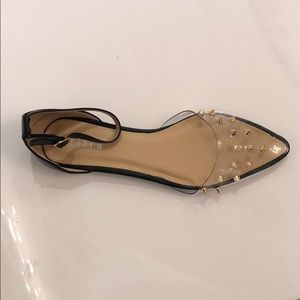 Black clear and gold sandals